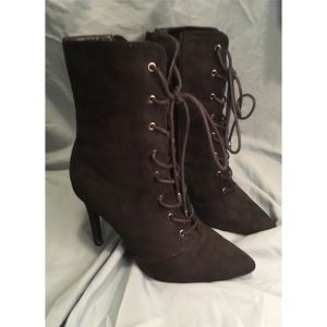 Black Lace Up Suede Booties